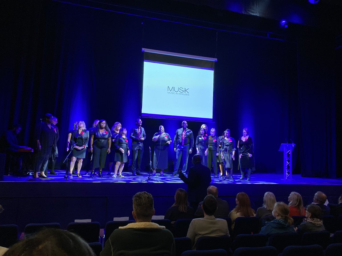 HolmfirthARTS's tweet photo. Joyous pre-launch event @Lawrence Batley theatre. Exciting times ahead for music in Kirklees. ⁦@musicinkirklees⁩ ⁦@djdeepsta⁩ @huddersfieldcommunitygospelchoir ⁦@deadbeatbrass⁩ ⁦@TracyBrabin⁩ https://t.co/egho97O94F