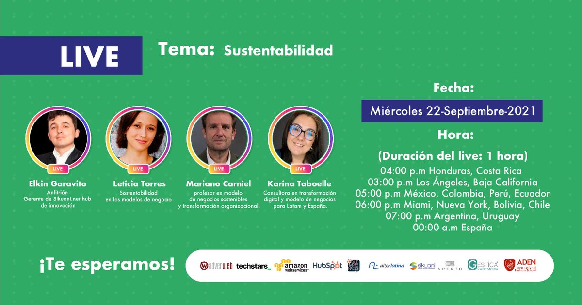 EN VIVO:  Hoy, en breve:  "Creando modelos de negocio sustentables" facebook.com/10249453537020…