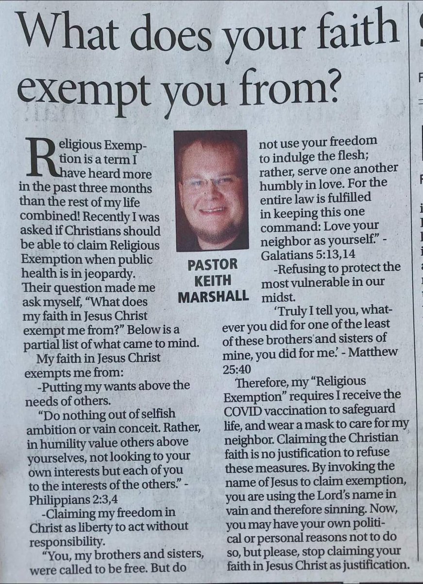 Great article from Pastor Keith Marshall in the <a href="/courierherald/">The Courier Herald</a>