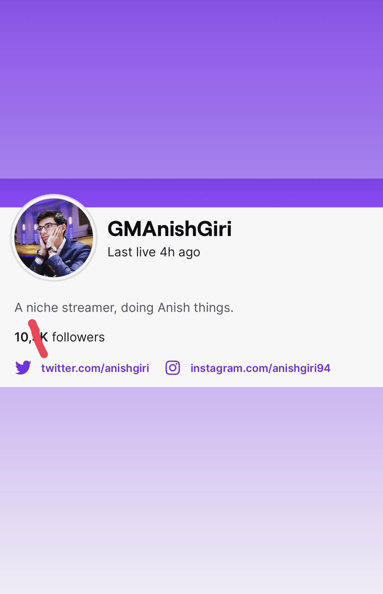 Anish Giri on X: WE are now 10K!🎉🎉🎉 When I first started streaming on  Twitch it was just me thinking hey maybe you know, but now this wow!! This  is only the