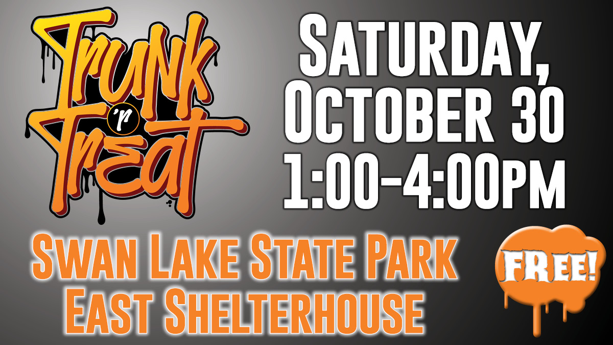 CentralCarroll's tweet photo. Everyone is invited to Central Church's annual Trunk 'r Treat!

It will be back at the East Shelterhouse of Swan Lake on Sat., Oct. 30 from 1:00-4:00pm.

There will be lots of decorated trunks full of candy, free food, inflatables, face painting and more! https://t.co/JK6Dqt1Okh