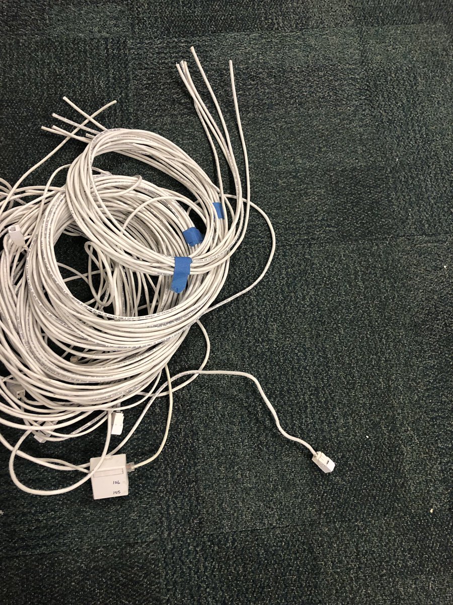 Network cleanup day here at school - I can’t believe all of the old cut cables (that pre-date me) our wiring contractor pulled from the ceiling! Looks like a giant plate of spaghetti.