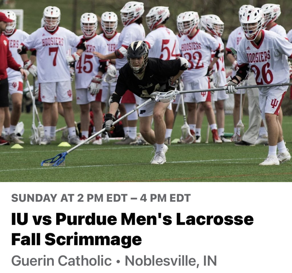 Great opportunity to watch some college lacrosse in our backyard. Come out and support  IU and Purdue Lacrosse as they play at Guerin Catholic. <a href="/MillersLAX/">Noblesville Lacrosse</a> <a href="/GCHSBoysLax/">GCHSBoysLax</a>