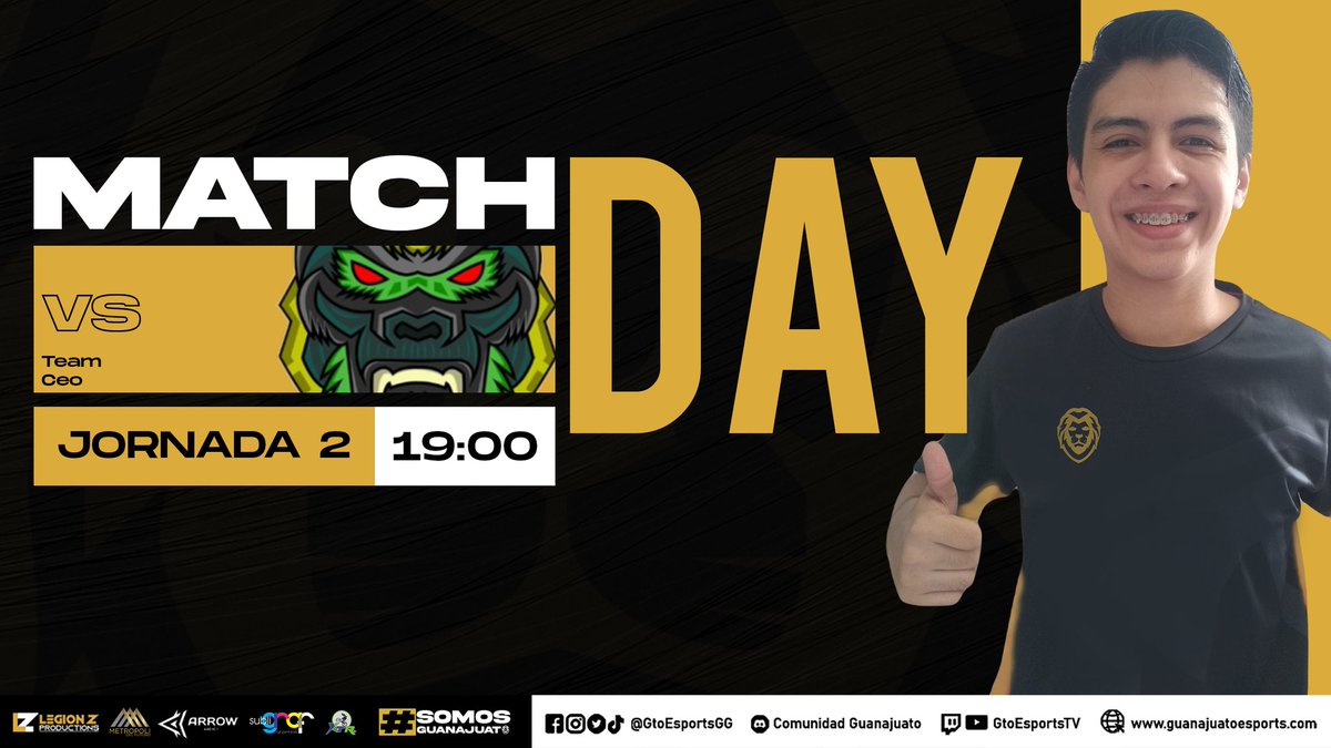 GtoEsportsGG's tweet image. 𝗠𝗔𝗧𝗖𝗛𝗗𝗔𝗬 🦁🎮

El día de hoy estaremos enfrentándonos vs @Oficial_TEAMCEO y vamos en busca de la victoria. 🦁🖤💛

#SomosGuanajuato