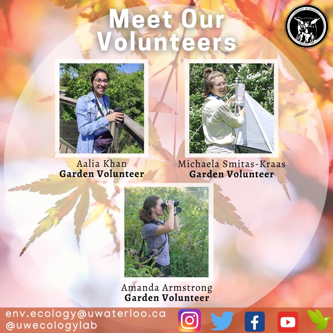 The Ecology Lab is excited to introduce our Fall 2021 staff and volunteers who are looking forward to supporting you this fall term! Whether you're looking to borrow equipment, or would just like to come say hi, the Ecology Lab is here to help!