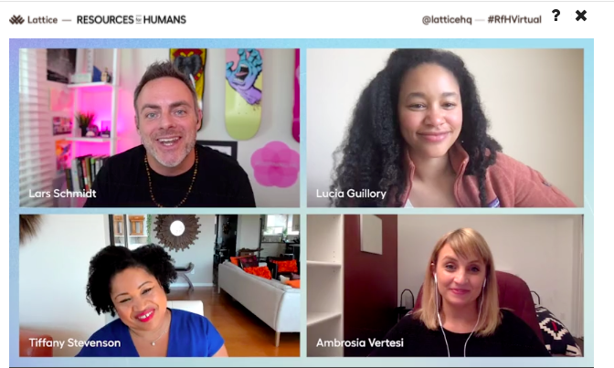 Thanks <a href="/LatticeHQ/">Lattice</a> #RfHVirtual for letting us share our thoughts on moments, movements, and the next gen of HR teams! <a href="/MissLady_Tiff/">Tiffany Stevenson</a> Lucia Guillory <a href="/Lars/">Lars Schmidt 🖤</a>