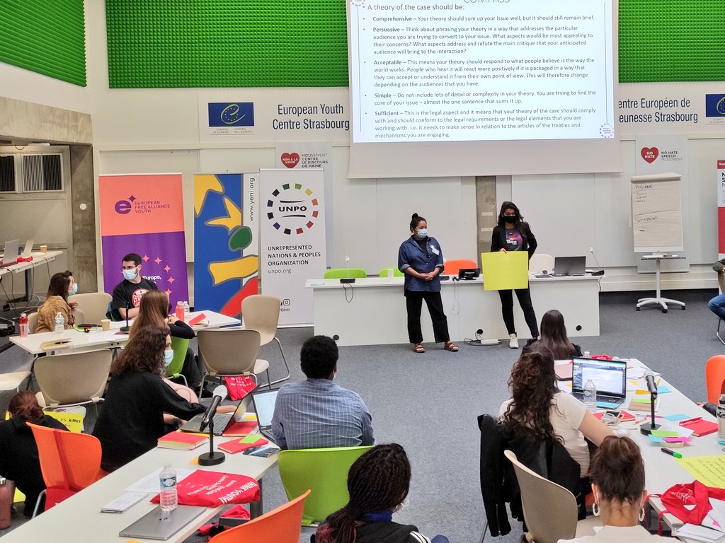 EFA_Youth's tweet photo. 3rd day at the #UnrepresentedDiplomats Study Session, with @yenjev1984 &amp; @UNPOintl 

🇺🇳 This morning we focused on the United Nations. We got the chance to understand how it can play a role defending minority rights.

📢 In the afternoon we worked on advocacy &amp; Theory of the Case https://t.co/h568Lwq87a