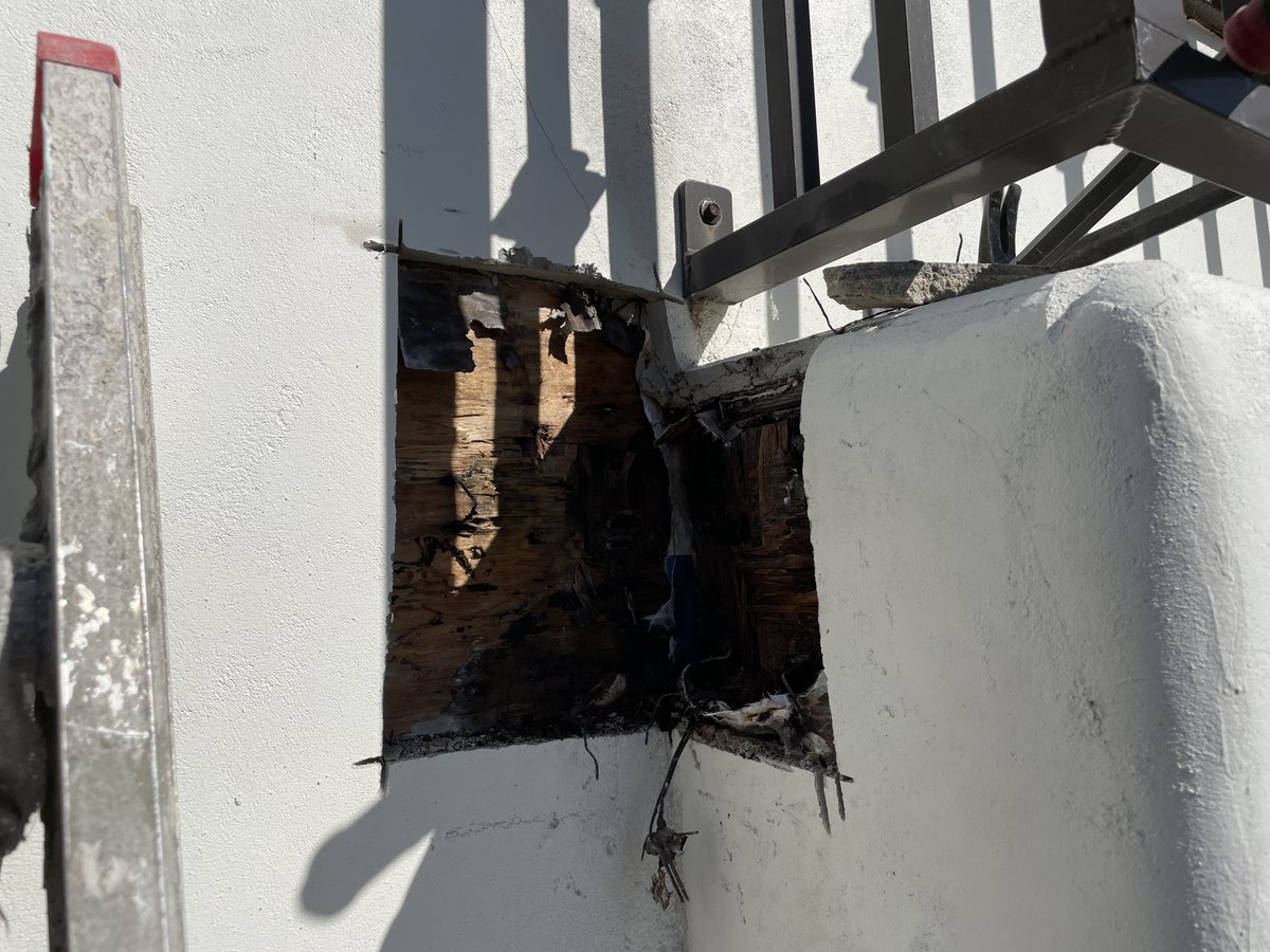 BldgScientist's tweet photo. Poor #stucco and #flashing details and you end up with something like this behind your cladding. 

#waterproofing #buildingscience https://t.co/S8HkG01kcJ