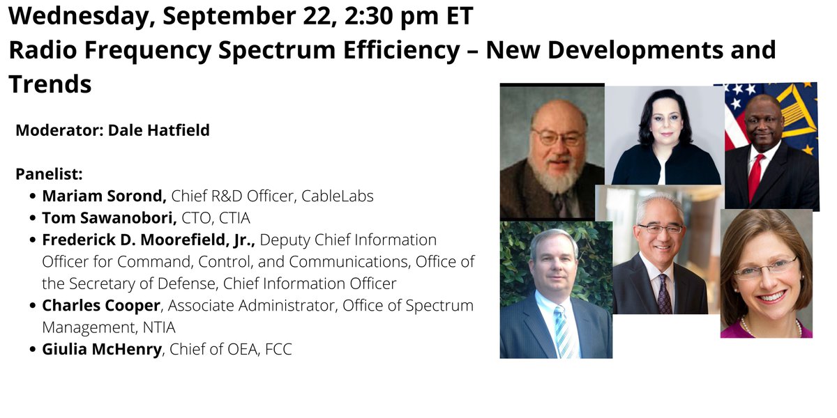 TPRCtweets's tweet image. Panel: Radio Frequency Spectrum Efficiency – New Developments and Trends at #TPRC2021:  49th Research Conference on Communications, Information, and Policy sched.co/lSa1 @tprctweets #TPRC2021 @sched