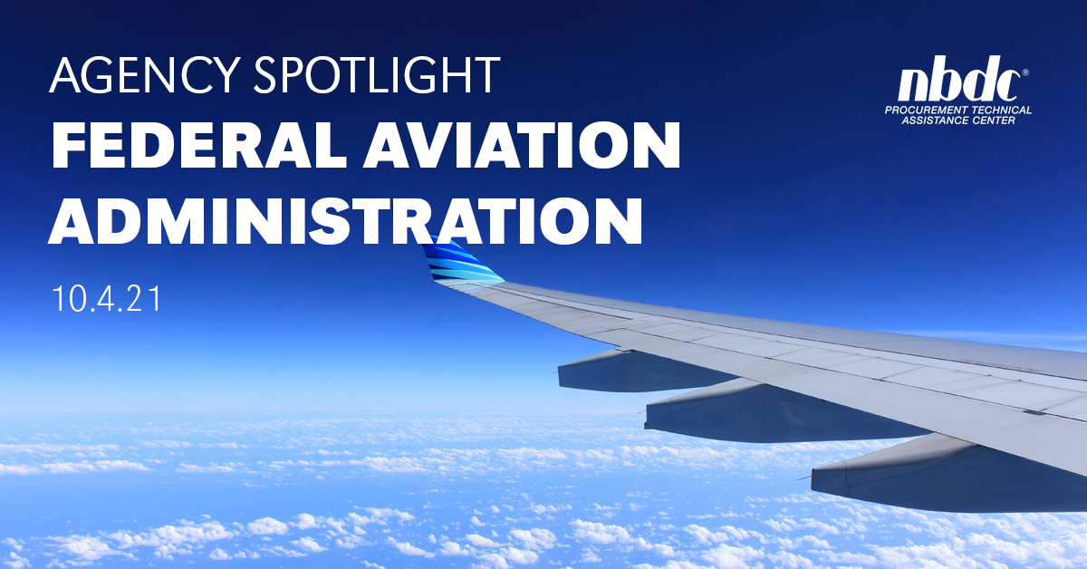 From your PTAC team: Join us for an Agency Spotlight webinar with Jeri Bird from the Federal Aviation Administration as she talks about doing business with FAA. The webinar will consist of a presentation from FAA followed by open Q&amp;A.
Register HERE: hubs.ly/H0XW3jZ0