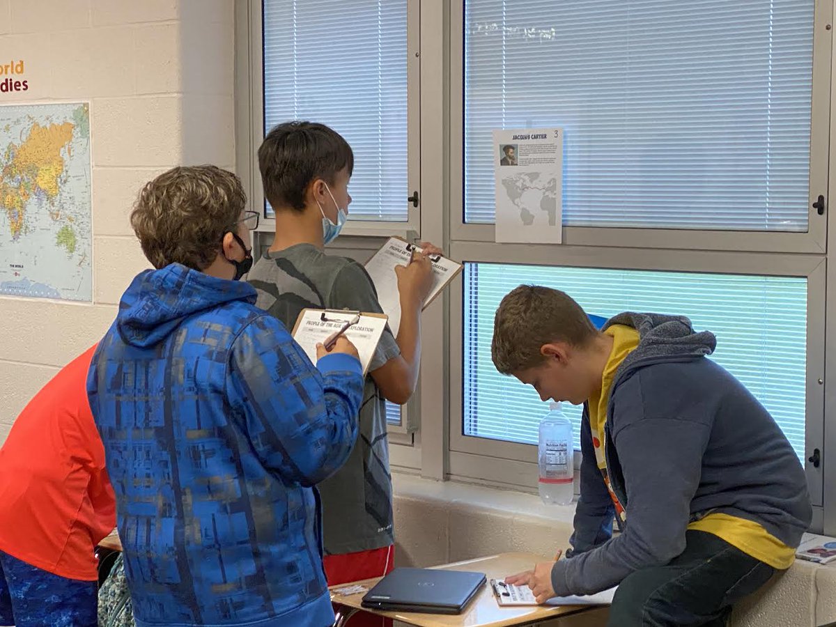 WeAreStrasburg's tweet photo. Students in Mrs. Lake’s class participated in a Gallery Walk today about explorers of the new world. #StayInTheGame #Get2School #WeAreStrasburg https://t.co/lYYfQ5apj8