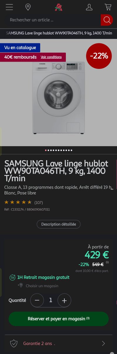 HugoBos39467666's tweet photo. Bonsoir @AUCHAN_France ,
Il y a un problème sur la livraison des pièces en stock en ce qui concernent les promotions sur des catalogues, c'est le cas pour un lave linge que je n'ai pas pu commandé car cela était indisponible 
(1/2) https://t.co/O5gqCRhalL