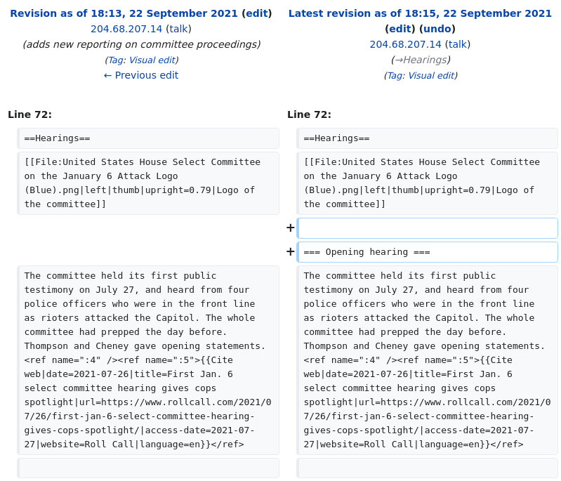 United States House Select Committee on the January 6 Attack Wikipedia article edited anonymously from Executive Office of the President en.wikipedia.org/w/index.php?di…