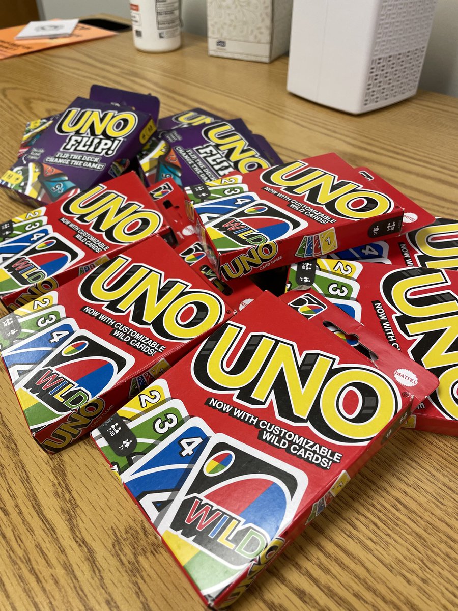 You guys. ⁦<a href="/realUNOgame/">UNO</a>⁩ is AMAZING, and our kids are SO EXCITED for next week’s lunch bunch. Thanks, Uno - can’t wait to see the kids “flip” over these (and inevitably make their new friends draw four - in the nicest way 😂)!! #education #cardgames #scchat #teachertwitter