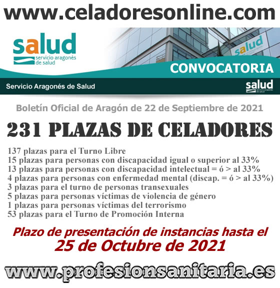 CONVOCATORIA de 231 plazas de CELADORES/AS del SALUD - SERVICIO ARAGONÉS DE SALUD, en plazo abierto de presentación de instancias hasta el 25-Octubre-2021... E_6M-Y6UYAY62iQ?format=jpg&name=small