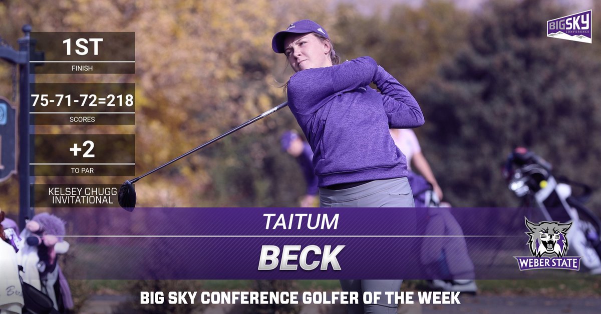 WSUWildcatWGolf's tweet photo. Congrats to Taitum Beck, whose individual championship while leading the Wildcats to the team title at the Kelsey Chugg Invitational earned her the Big Sky Golfer of the Week award. #WeAreWeber https://t.co/NRHRUzeS1w