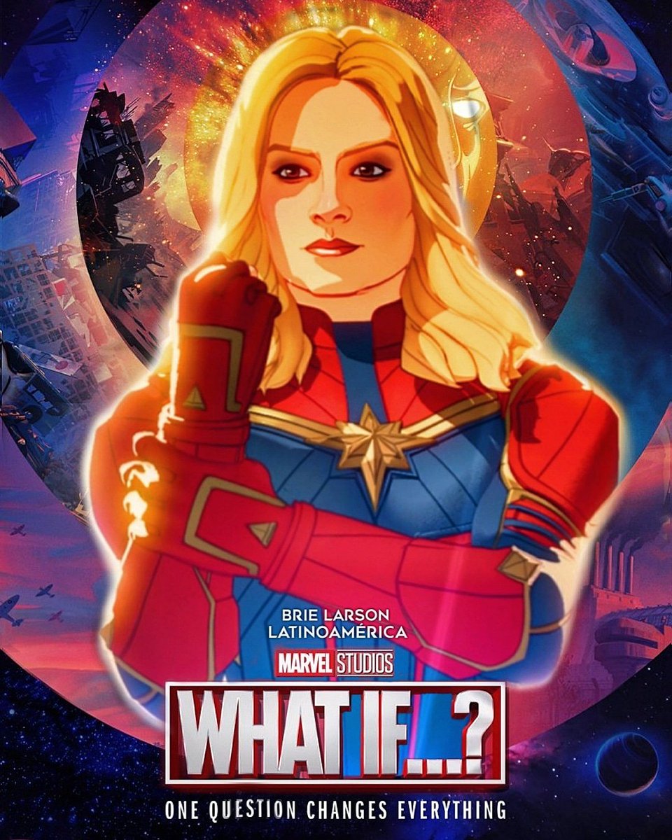 BrieLarsonLAT's tweet photo. No se pierdan la aparición de la Capitana Marvel en el episodio de esta semana de What If...? Y ya que Marvel aún no nos da su póster, hicimos uno nosotros mismos. https://t.co/K0tnhO9VVW