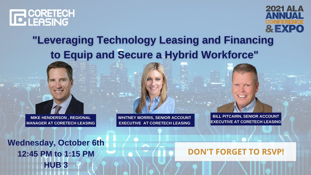 The CoreTech team will be at booth #326 at ALA Annual. Join our Business Matters! session, “Leveraging Leasing to Equip &amp; Secure a Hybrid Workforce” on Wednesday at 12:45pm in Hub 3. Sign up here to attend &amp; earn a chance to win a Hidrate Spark giveaway! lnkd.in/dU2jBamh