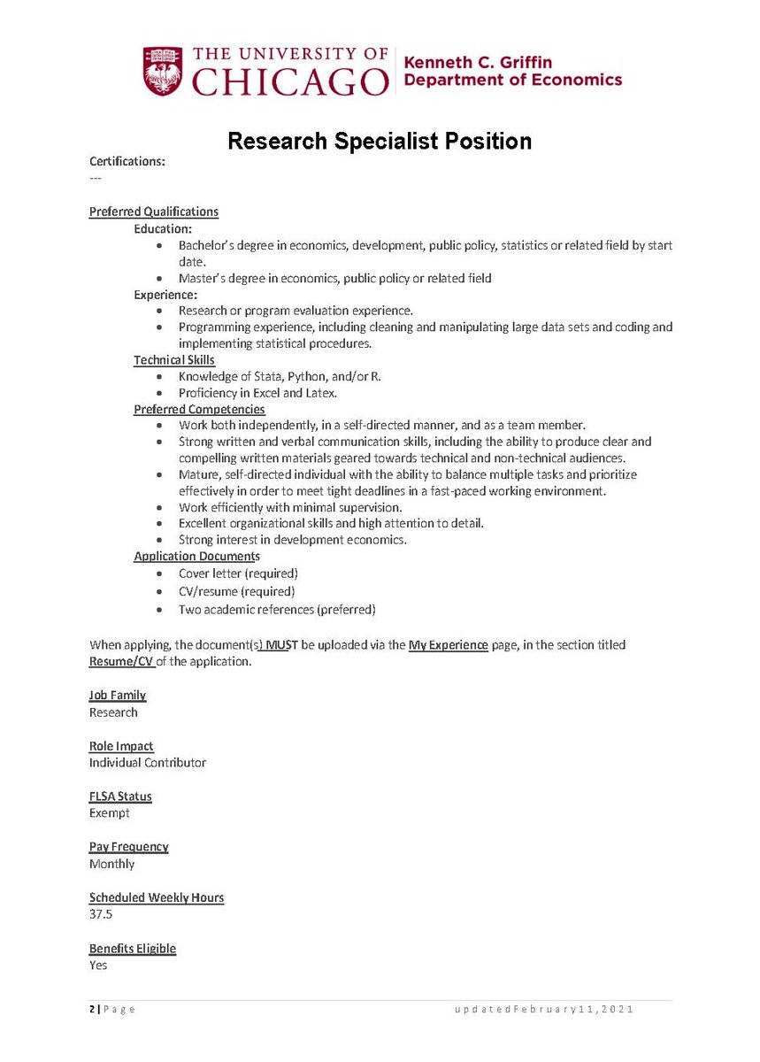 Page 2 of Research Specialist job description