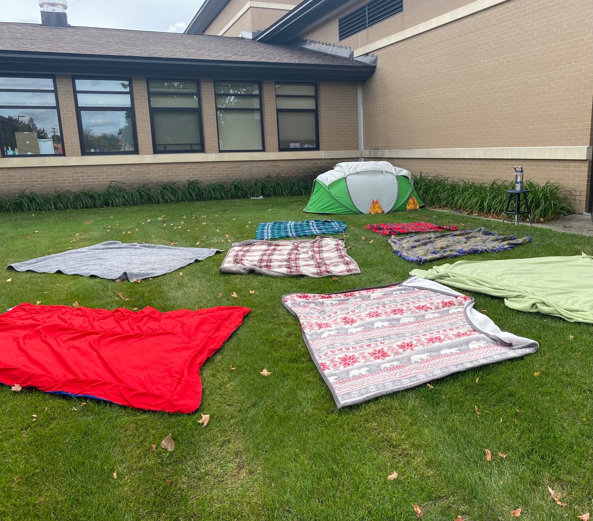 It’s the first day of fall and the perfect weather for Mrs. Curran’s story time camp out!