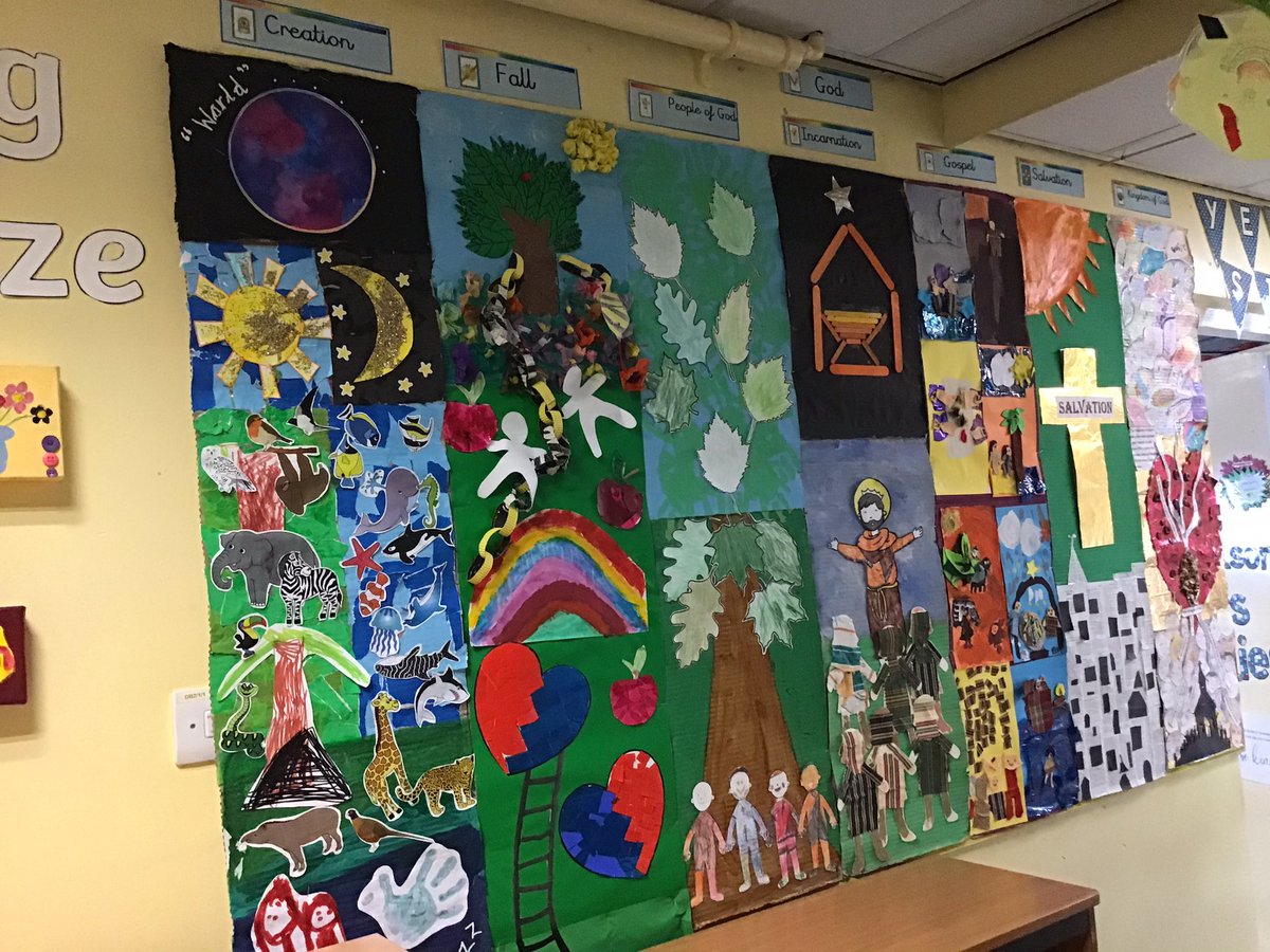 crontonceschool's tweet image. Our Big Frieze is complete. Each class made a section of the Understanding Christianity display during arts week. Each section depicts one of the seven core themes. @crontonceschool #art #understandingchristianity