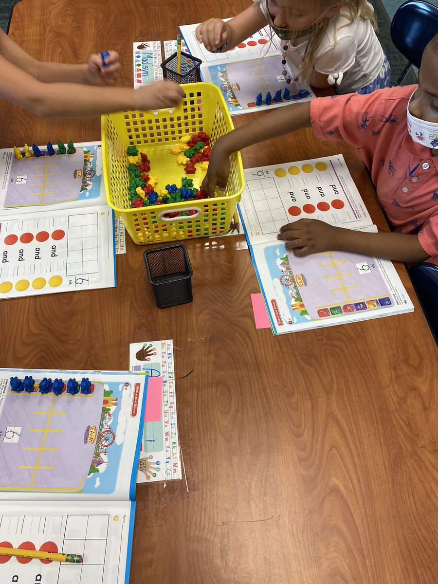Math time and the first time using manipulatives! Thank you Mrs. Sanderson and Ms. K for teaching our kinders!