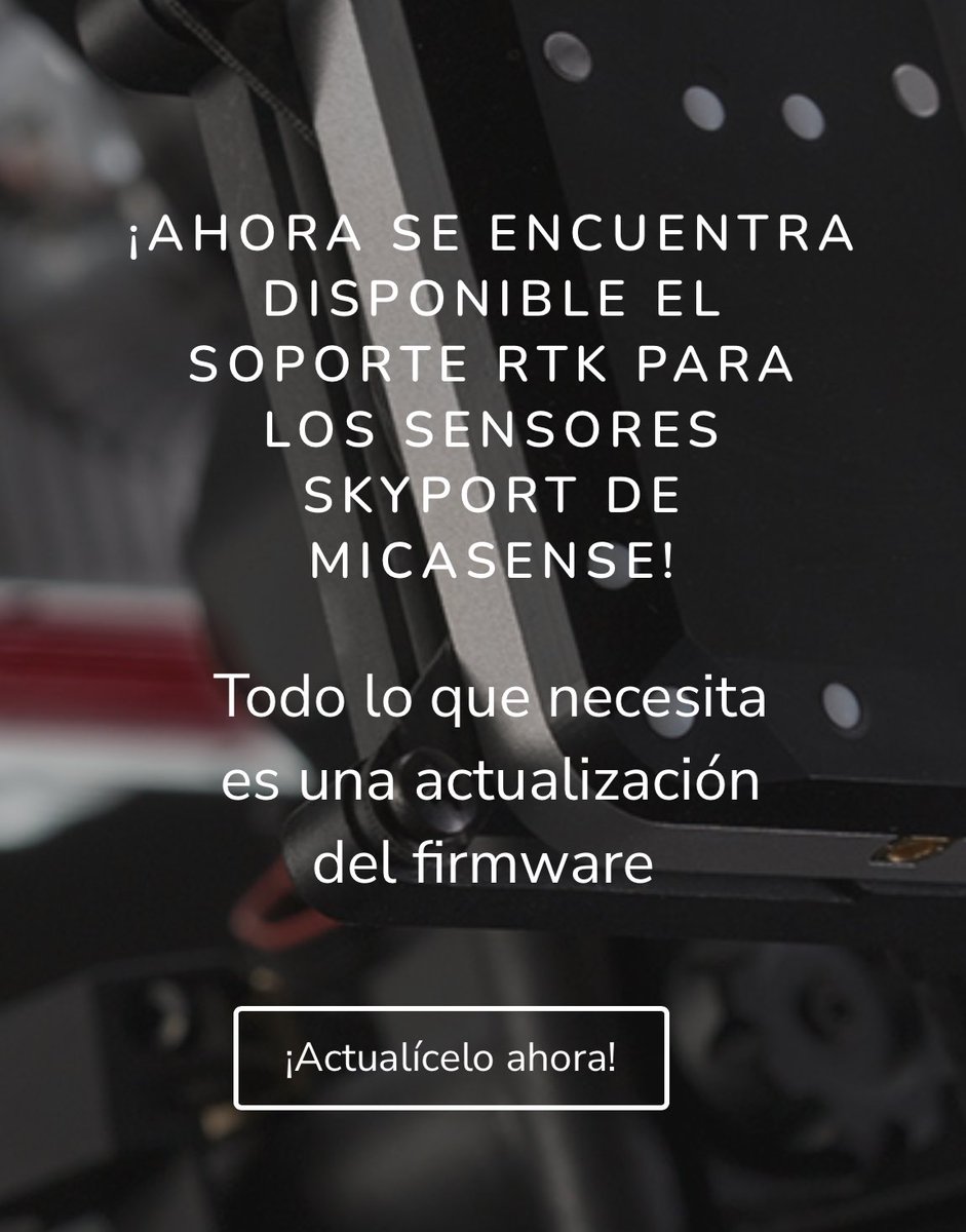 ATYGES's tweet photo. Gran noticia para todos nuestros clientes de cámaras multiespectrales de @MicaSense con #SkyPort. Actualiza y captura con los datos de posicionamiento preciso del Matrice 300RTK. Más info: https://t.co/PaWvLwV86k #m300rtk #micasense #rededgeMx #altum #multiespectral #atyges https://t.co/ArUE8BdY9A
