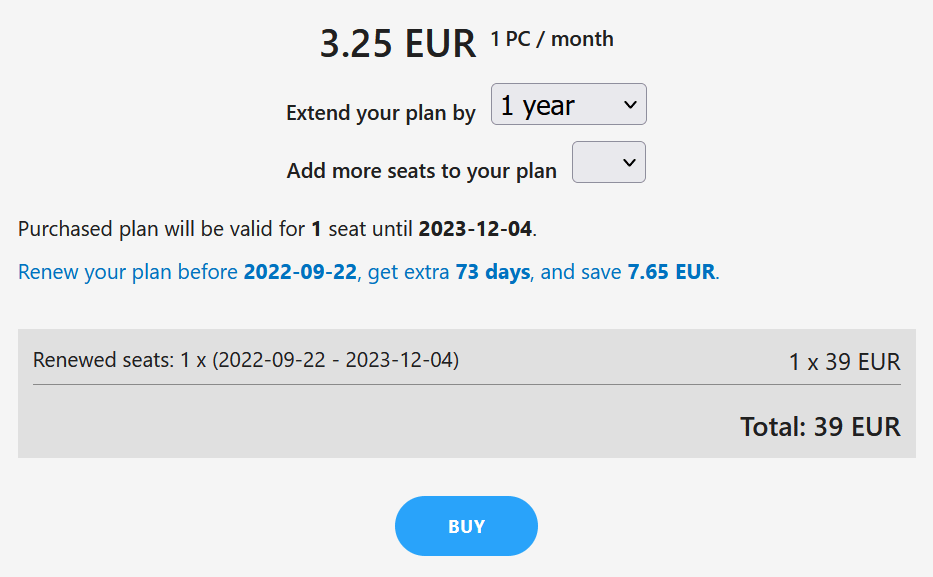 Everyone purchasing a renewal before their current plan expires will get additional term ranging from 6 days up to 365 days (when renewing 5-year plan) for free: radiantviewer.com/store/mylicens…
You can also add additional seats to your existing plan.