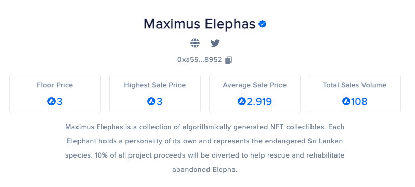 maximus_elephas's tweet photo. We've surpassed 100 $AVAX in volume. #JoinTheTroupe!
3 #Elepha holders will be airdropped an NFT in the next 34 hours!
#Avalanche #AVAXNFT #MaximusElephas #NFTsforgood https://t.co/chcXYWSd9E