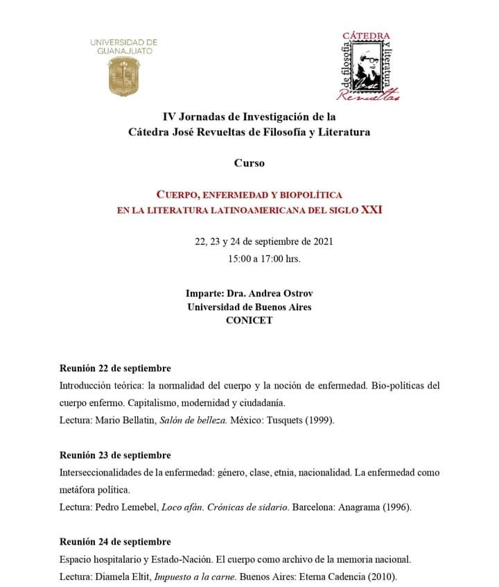 Revueltas_UG's tweet photo. ¡En unos momentos! 
Curso "Cuerpo, enfermedad y biopolítica en la literatura latinoamericana del siglo XXI"
Se transmitirá por Facebook Live en la página Cátedra José Revueltas de Filosofía y Literatura 

Te esperamos!✒️ https://t.co/IyX2C92m8H