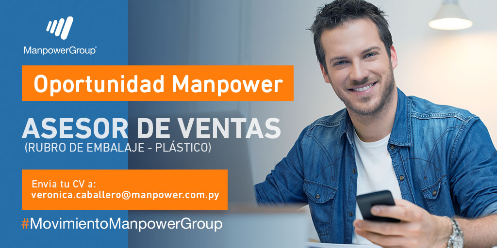 ManpowerGroup Py (@manpowergrouppy) on Twitter photo ¡ATENCIÓN ASUNCIÓN!
Buscamos
𝐀𝐬𝐞𝐬𝐨𝐫 𝐝𝐞 𝐕𝐞𝐧𝐭𝐚𝐬 (Rubro de Embalaje - Plástico)
📧 Personas interesadas enviar CV a veronica.caballero@manpower.com.py
#WePowerTheFutureOfWork #MovimientoManpowerGroup ¡ATENCIÓN ASUNCIÓN!
Buscamos
𝐀𝐬𝐞𝐬𝐨𝐫 𝐝𝐞 𝐕𝐞𝐧𝐭𝐚𝐬 (Rubro de Embalaje - Plástico)
📧 Personas interesadas enviar CV a veronica.caballero@manpower.com.py
#WePowerTheFutureOfWork #MovimientoManpowerGroup
