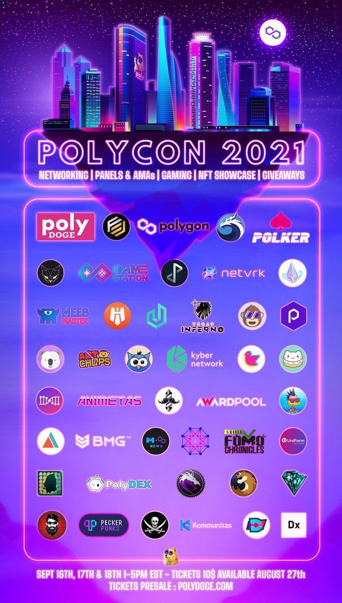 newschainooo's tweet photo. #PolyCon2021 was amazing!#PolyCon2021 Reflection Panel 9/24 at 2pm PST in our TG ๐ https://t.co/nv5VKI95JD ๐ฅ๐ฅ
@Polygon_Times will be chatting with @PolyDoge on their experience. Hear what went well, what didnโt, & what the future brings for #Polygon!
More info coming soon! https://t.co/GVOZ7Ji4rF