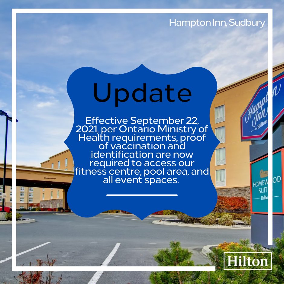 Let's continue to do our part to provide a safe environment for all of our guests and staff. 🙂
#wearehilton #wearehospitality #sudburyontario #sudburytourism