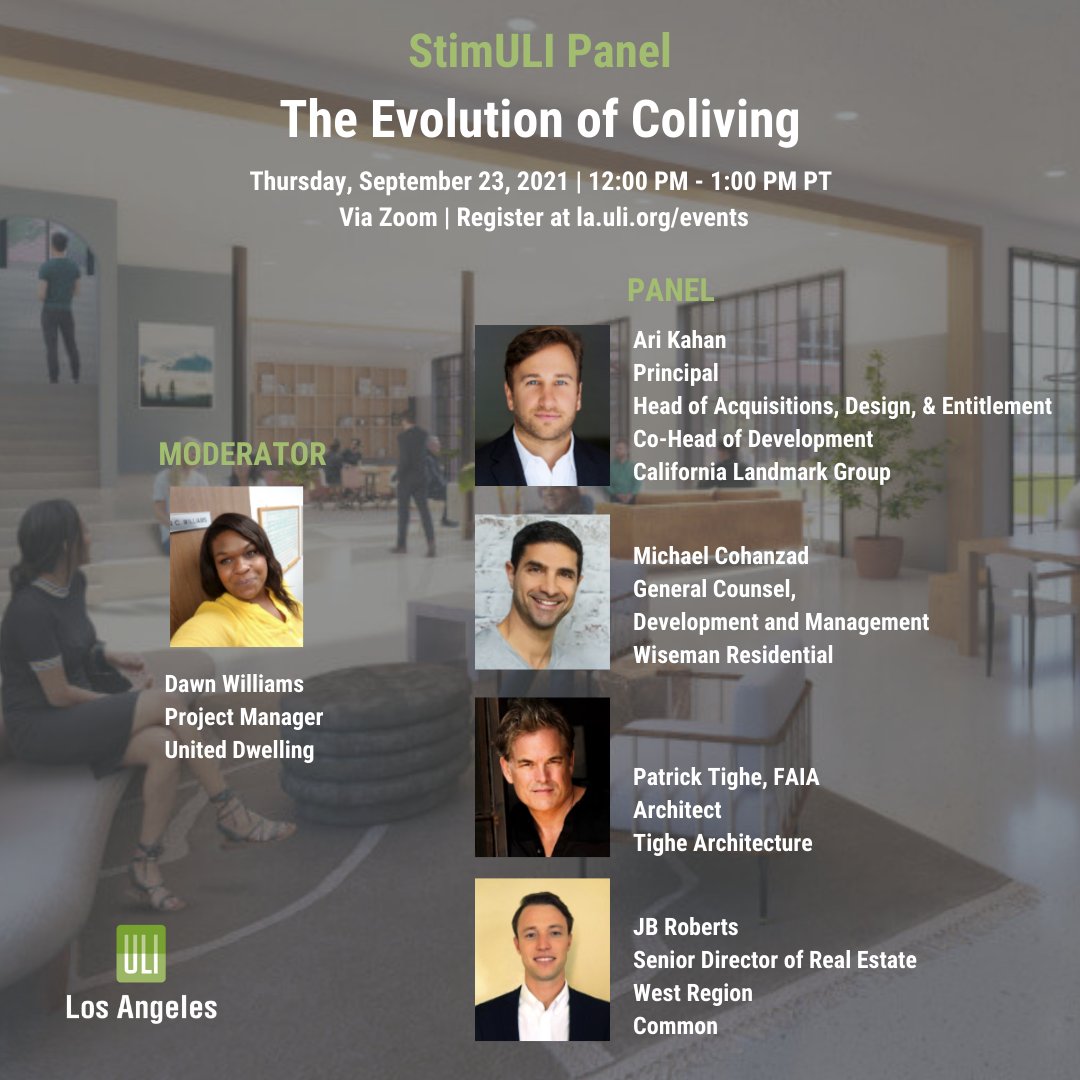 Want to learn about how the coliving housing model is making a splash in Los Angeles? Check out the panel for The Evolution of Coliving StimULI Panel happening tomorrow at 12pm Pacific Time!

Register now at lnkd.in/eeh9YZZR