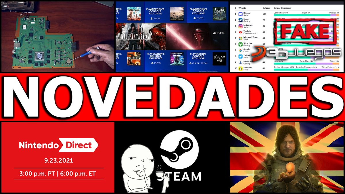 El_Locon_Gamer's tweet photo. QUE #XBOXLIVE SE CAE MÁS QUE #PSN ES REAL? | #SONY FINANCIA #KenaBridgeofSpirits, #DEATHLOOP Y #FISTForgedInShadowTorch | SE SOLUCIONA ERROR #CMOSBATTERY DE #PS4
| OFICIAL #NintendoDirect MAÑANA Y MUCHO MÁS ▶️▶️▶️ https://t.co/QnJuHKTmjX https://t.co/rMpSnpWdh5