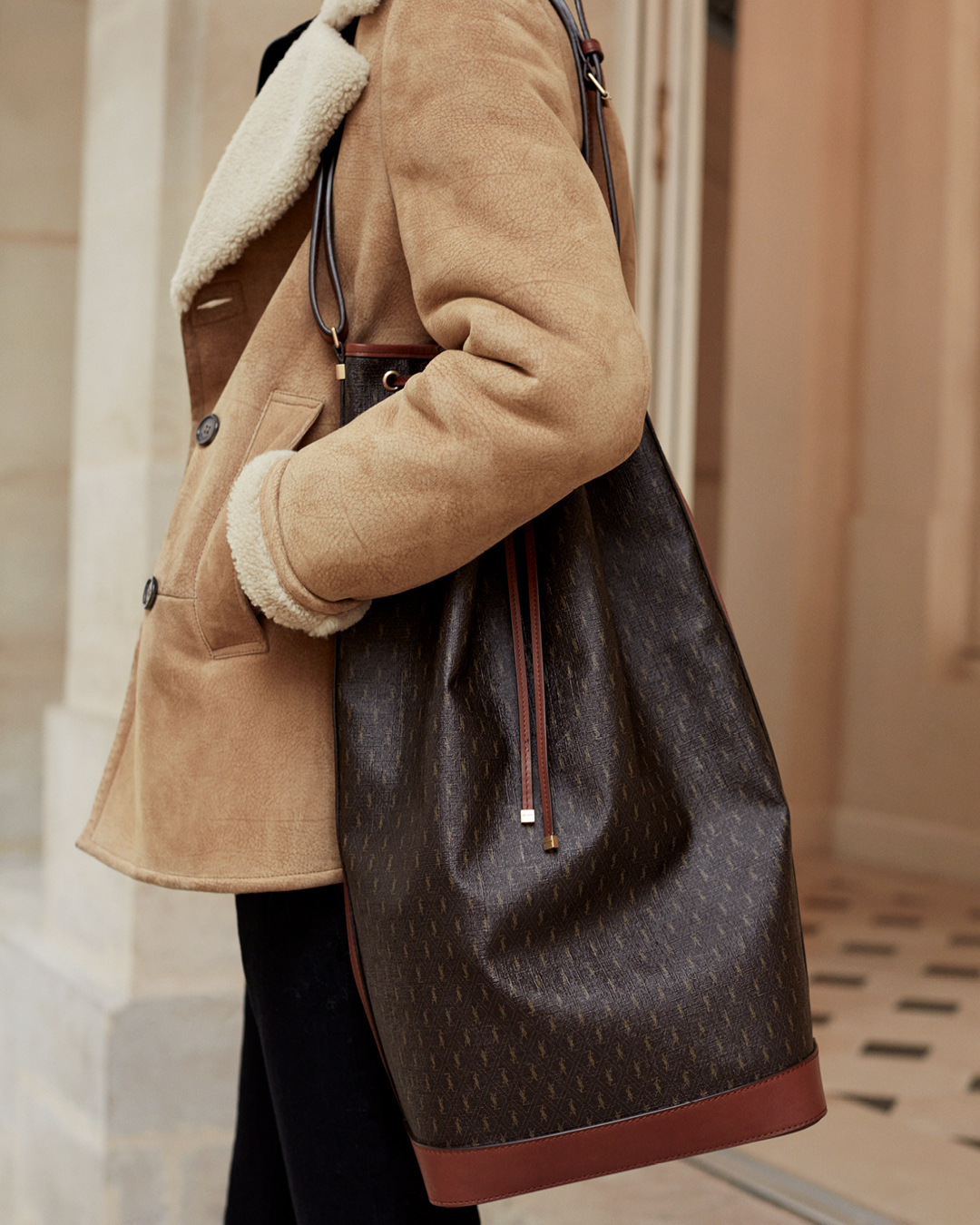 Saint Laurent Le Monogramme Bucket Bag in Brown