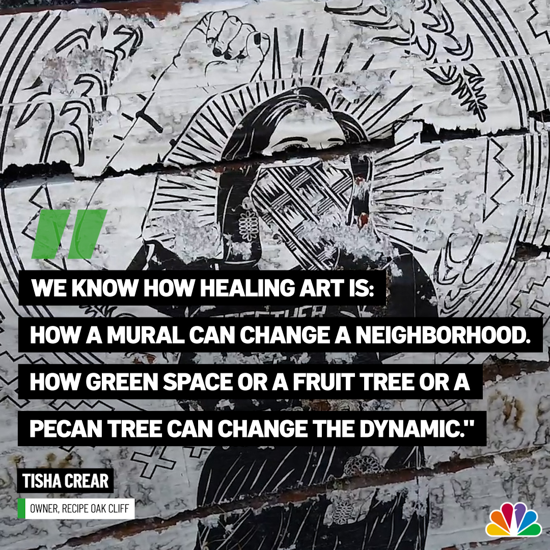 The Arts District in Dallas is exploding with growth, but one small business owner says neighborhoods are changing to look the same. See how #RecipeOakCliff reimagines its storefront (in a fruitful way) on #NBCRebound: trib.al/fZv1QIB