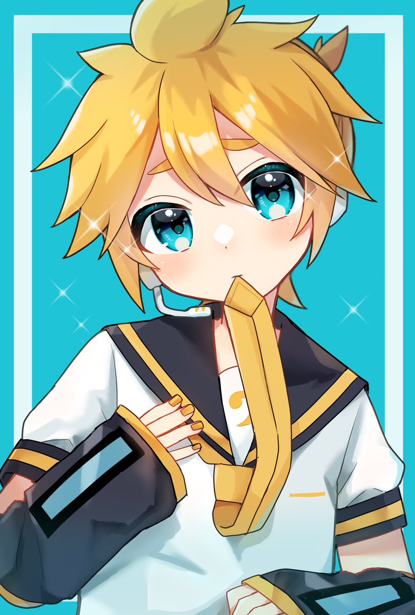 kagamine len 1boy male focus blonde hair bass clef necktie sailor collar shirt  illustration images