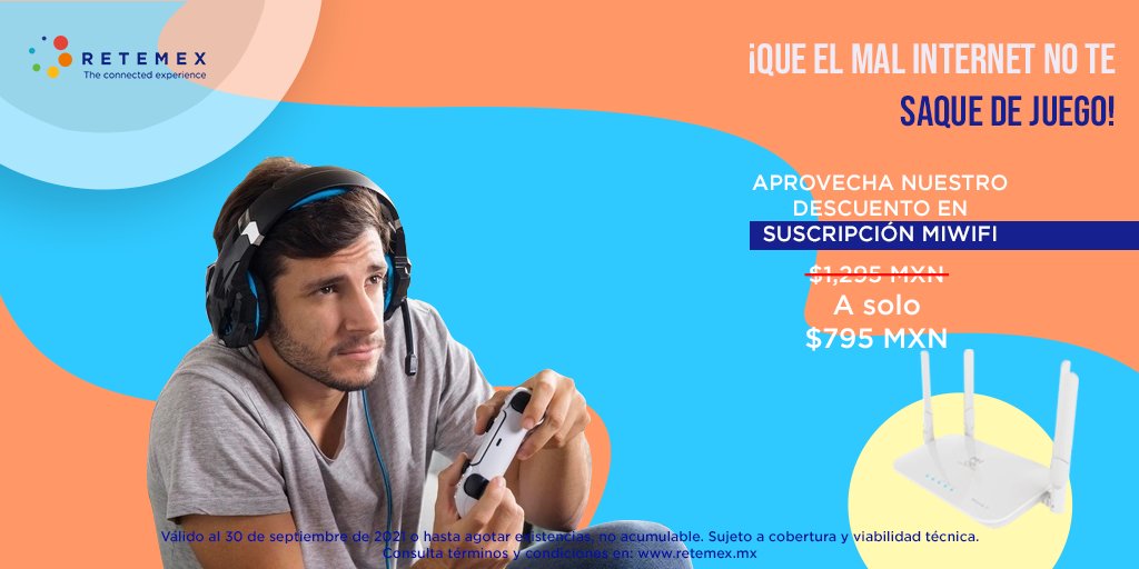 retemex's tweet photo. Tú que eres un gran #gamer y no te gusta que tu pantalla diga error de conexión, ¡conoce #Retemex! Con nosotros obtendrás de las mejores experiencias en #juegoenlínea. Conoce nuestros #paquetes para que puedas jugar dentro o fuera de tu casa. https://t.co/SzMIrYazDA