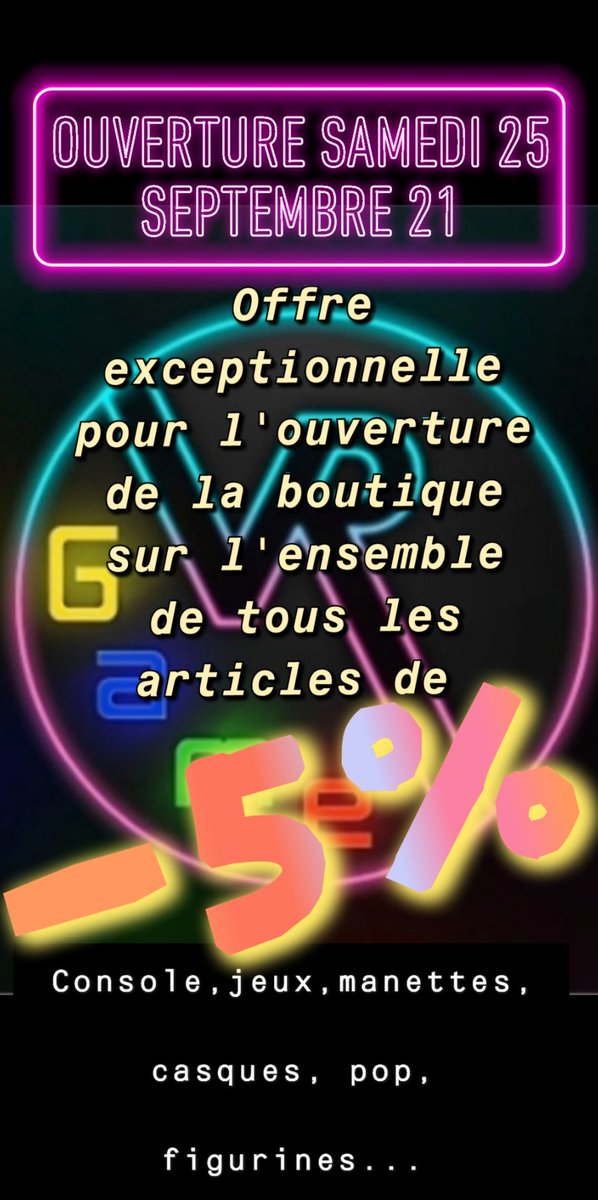 VBrumath's tweet image. C'EST OFFICIEL !!!

VOTRE BOUTIQUE VRGAME OUVRE CE SAMEDI 25 2021 AVEC COMME PETIT CADEAU, UNE OFFRE DE 5% SUR 🌟L'ENSEMBLE🌟 DES ARTICLES DE LA BOUTIQUE !!!

A SAMEDI CHERS AMIS !

NOUS AVONS TRÈS HÂTE DE VOUS ACCUEILLIR !!! 🎮