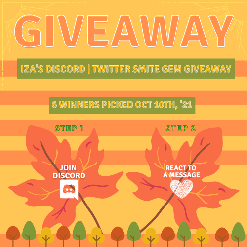 Happy Fall Everyone!! 🍂

6 winners will be drawn for 400 gems each. 
3 on Twitter and 3 in Discord.
For Twitter Entry: Follow | RT | Tag a Friend 

For Discord Entry: Join discord.gg/bJVTG4M and react to the message in the discord-giveaway channel.

GL all!