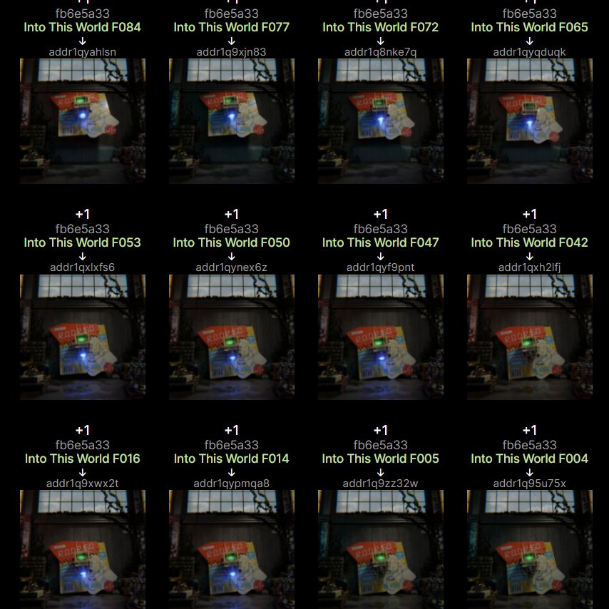 (2140) Chapter 1, Framed Set 1: "Into This World" is now out in the wild! Thank you to everyone who was there for the drop! It's so cool to finally have these out! 🤍

Policy ID: 
fb6e5a332ced5ba8f1901bd35164c799fd1ec4cbf929146eed770619 

#CNFT