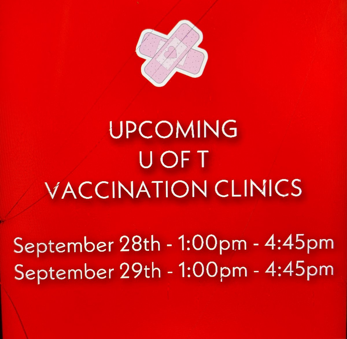 Hello Toronto! 🗓️Book your appointment at our clinic for Sept. 28th & 29th, 1:00pm - 4:45pm! 💉Eligibility: -Anyone born 2009 and earlier -1st + 2nd doses -International students requiring an mRNA BOOSTER -Those eligible for 3rd dose 📍255 McCaul St. 🔗Link to book in bio!