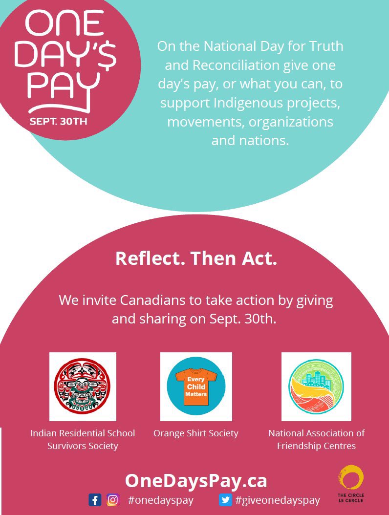 StephenHui's tweet photo. Wondering how to take action for the #NationalDayforTruthandReconciliation? Here’s one way: @GiveOneDaysPay.
Support @IRSSurvivor @NAFC_ANCA and Indigenous projects & organizations.
➡️ https://t.co/fkInUEMlRQ
#GiveOneDaysPay @TheCircleCanada https://t.co/H2vElNbqxR