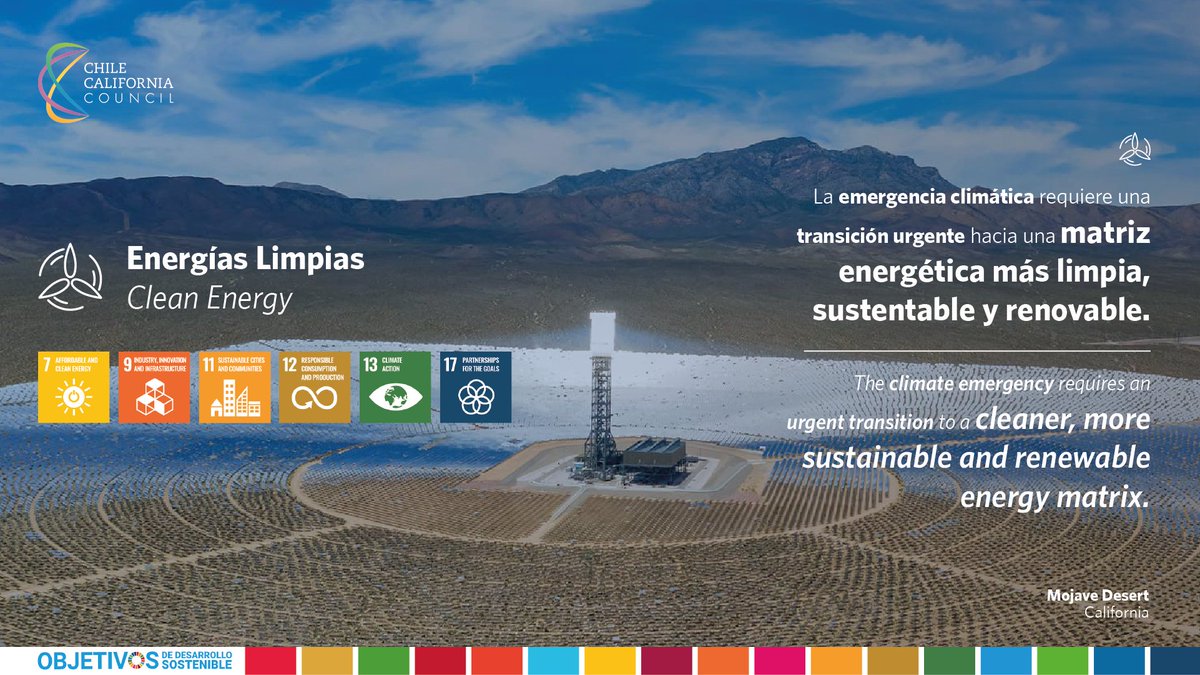 Chile_CA's tweet photo. The climate emergency requires an urgent transition to a cleaner, more sustainable and renewable energy matrix⚡♻️
Our #ActionArea #CleanEnergy aims to reduce #CO2 emissions in the energy generation, transmission and distribution of the #TranshemisphericTwins. https://t.co/C36J9aupn1