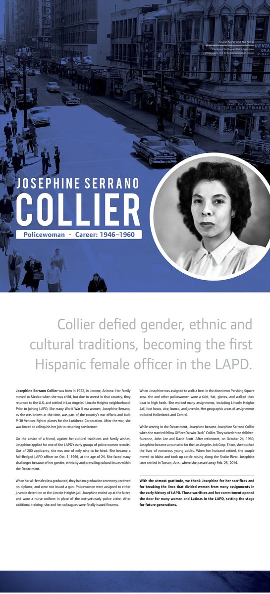 In honor of Hispanic Heritage Month we recognize Josephine Serrano Collier, who in 1946 became the first Hispanic female officer in the LAPD.