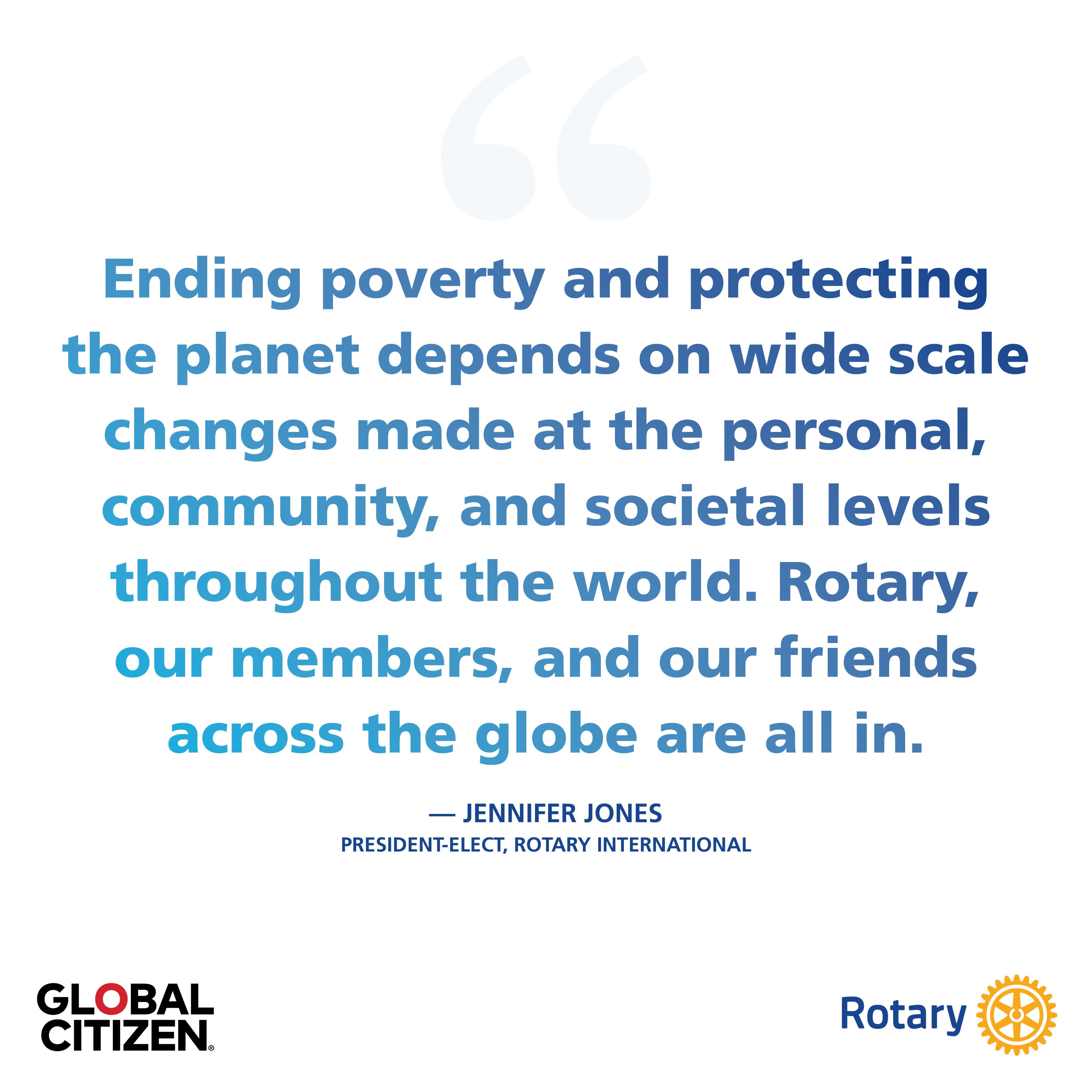 Rotary International on Twitter: "President-elect @JenJonesRotary speaks at  #GlobalCitizenLive this Saturday, September 25. This 24-hour event spans  across six continents to unify for the greater good. For how to watch,  visit: https://t.co/DykVpwcyJt +