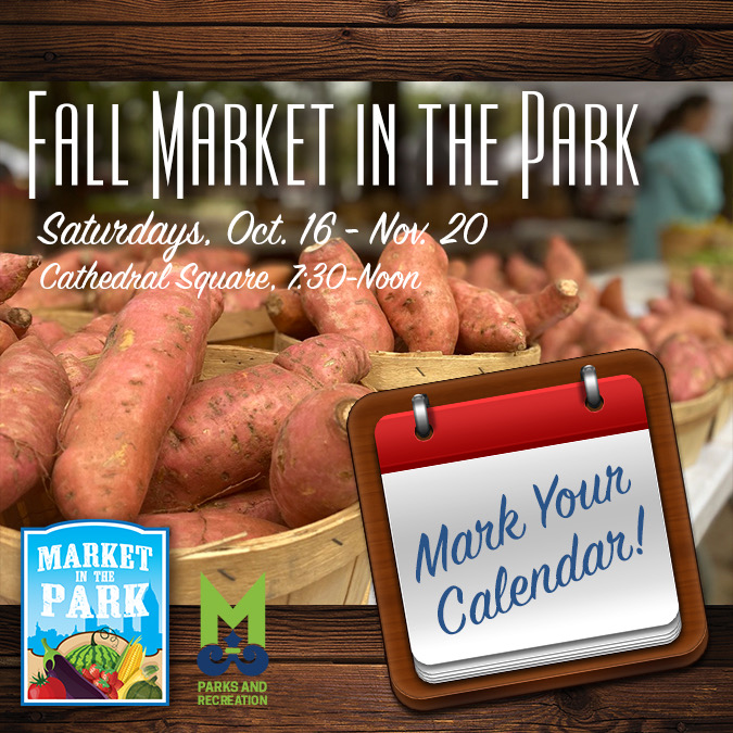 Save the date! The fall Market in the Park kicks off on October 16th in Cathedral Square. 🥔🥦🧅🍆🥒🍯

#MITPMobile <a href="/mobparksandrec/">City of Mobile: Parks & Recreation</a>