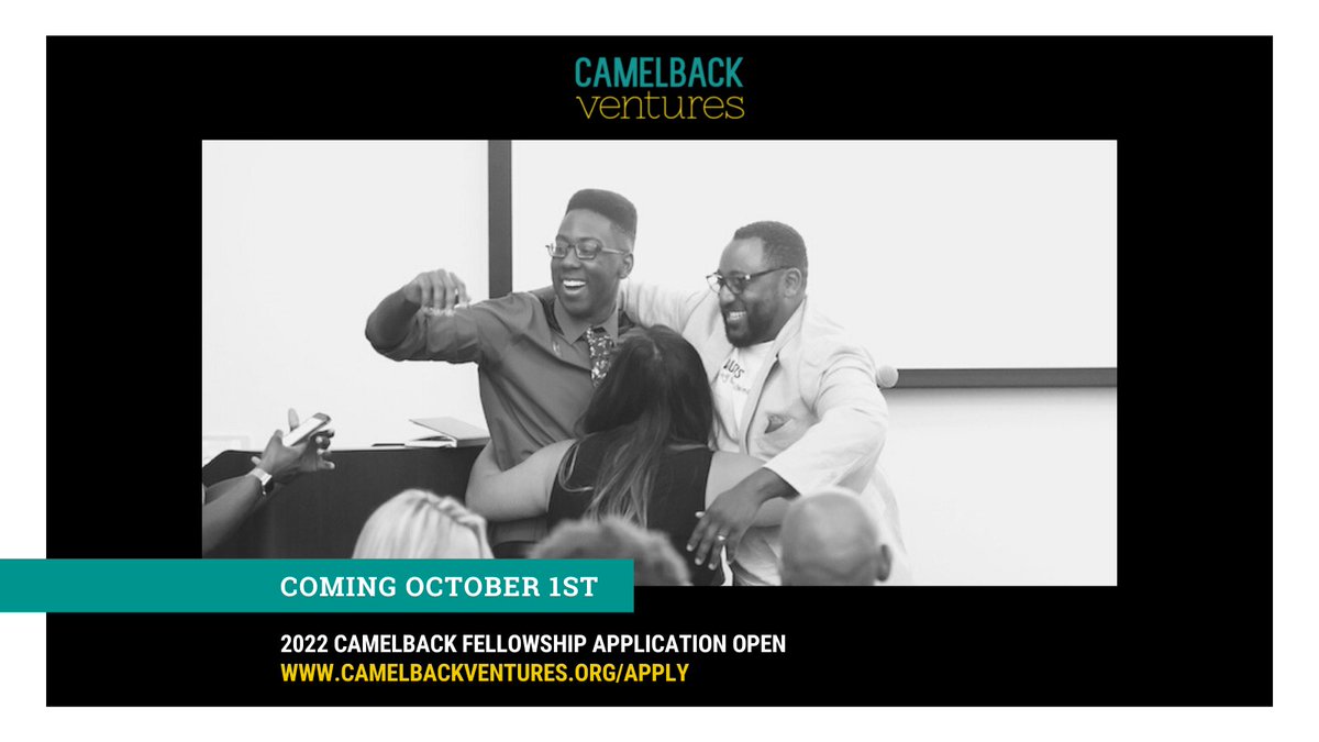 🥁Attention all BIPOC, women and non-binary founders! 📣 The 2022 Camelback Fellowship application opens on Oct 1! Interested in applying? Join us Sept 30 for a Q&amp;A webinar where we’ll go in-depth on what the Camelback Fellowship is and how to apply. RSVP: bit.ly/cbvfellowship2…