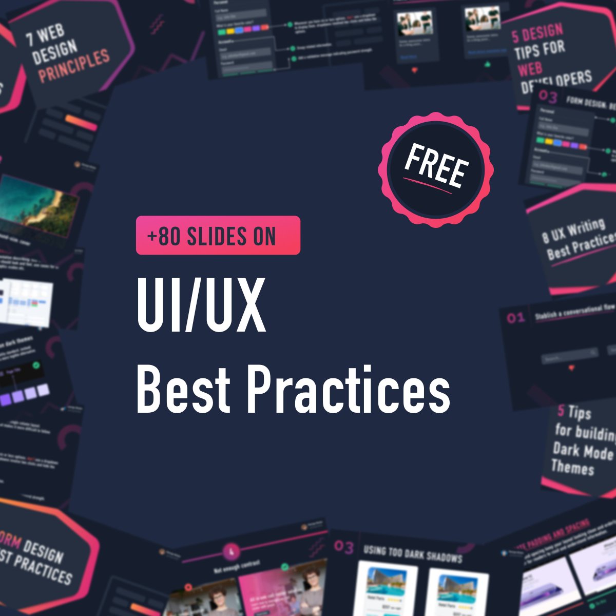 _georgemoller's tweet image. Hi everyone 👋, a friendly reminder that I have:

1.  +80 FREE slides about UI/UX best practices,
2. +100 FREE slides on HTML &amp;amp; CSS best practices

Check them out in the link below 👇